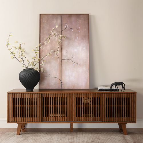 Astrid 70" MCM Slatted Wooden TV Stand