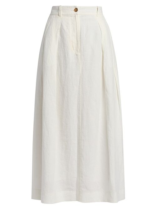 Women's Annabel Linen Midi-Skirt - Ivory