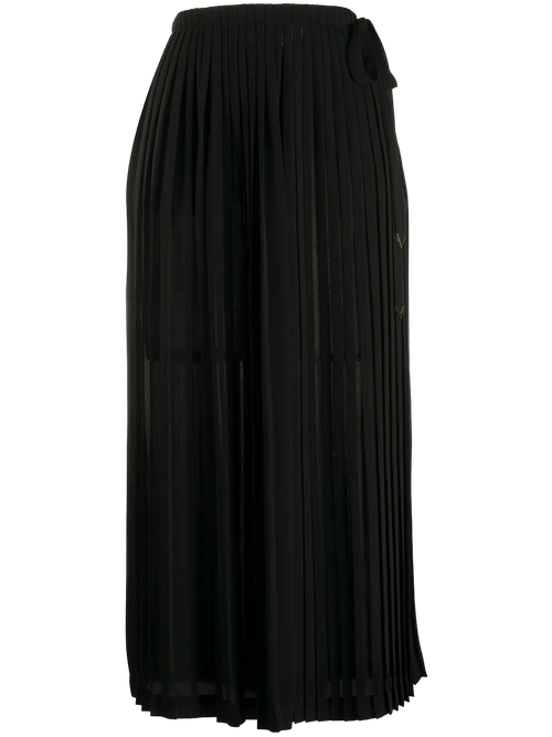 Pleated Midi Skirt — Black