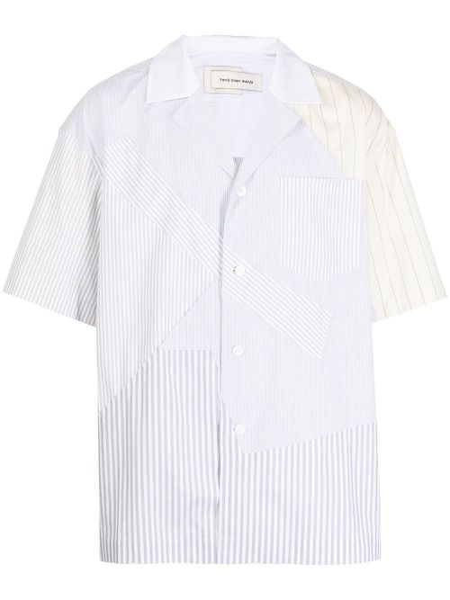 Patchwork-design shirt - Blue