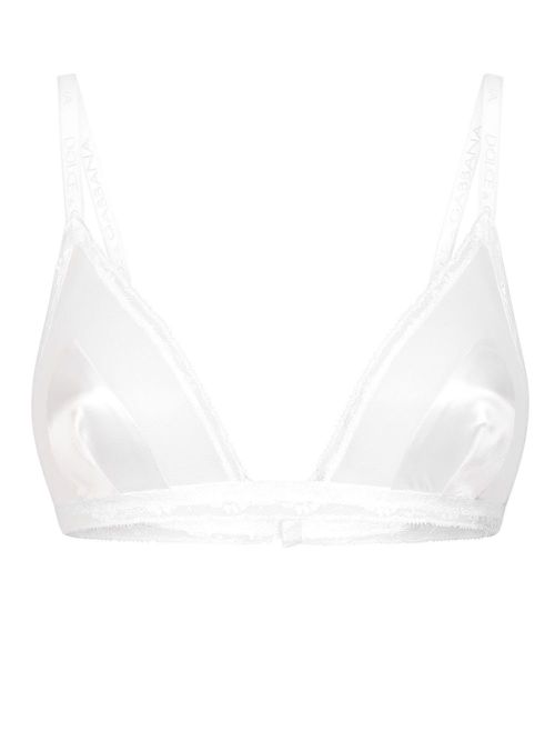 Lace-trimmed triangle bra - White