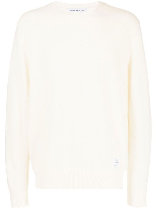Distressed-hem crew-neck jumper - White