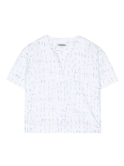 Jotline-print short-sleeve blouse - White