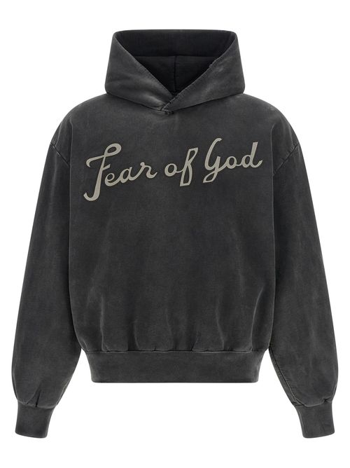 Cotton Fleece Logo Hoodie — Black