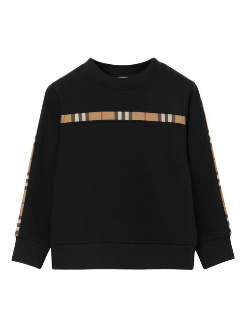 Check-panel cotton sweatshirt - Black