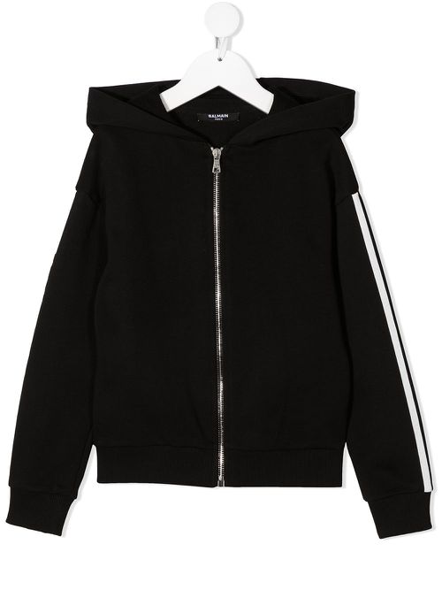 Side-logo zipped hoodie - Black