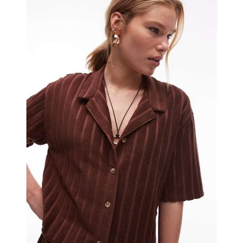 Topshop Womens towelling boxy shirt co-ord in chocolate brown - X-Sma