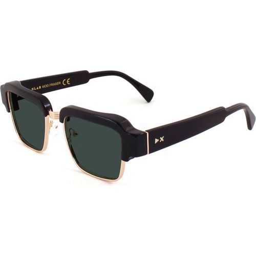 XLAB Unisex XLAB Fraser Occhiali da sole Acetato Nero/Argento Fumo Squadrata Polarizzata