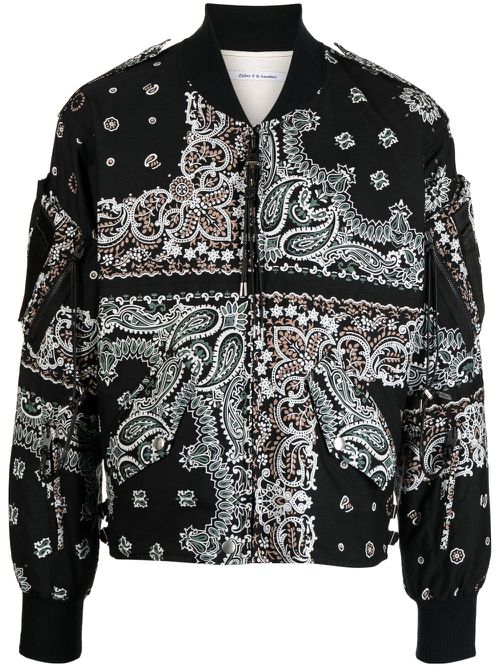 Bandana-print cotton bomber jacket - Black