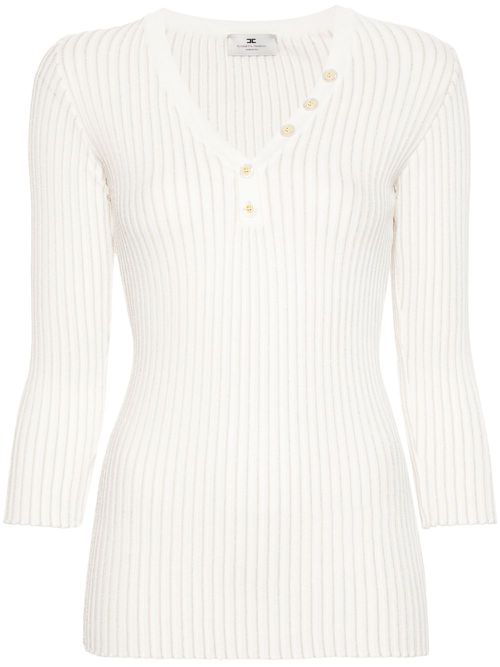 Ribbed-knit jumper - White