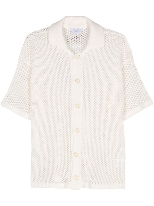 Open-knit short-sleeve shirt - White