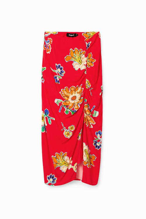Gathered midi skirt