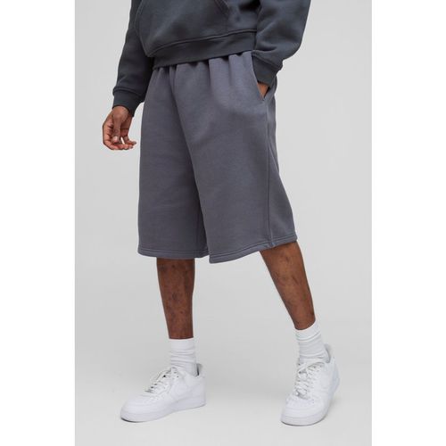BoohooMAN Mens Tall Oversized Drop Crotch Basic Shorts - Charcoal Cotton - Sma