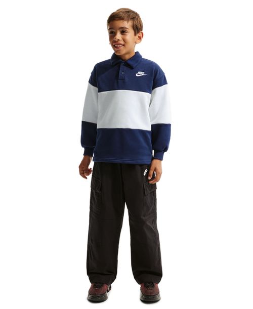 Boys' 4-20 Sportswear Club Rugby Striped Sweatshirt - Midnight Navy/Sail