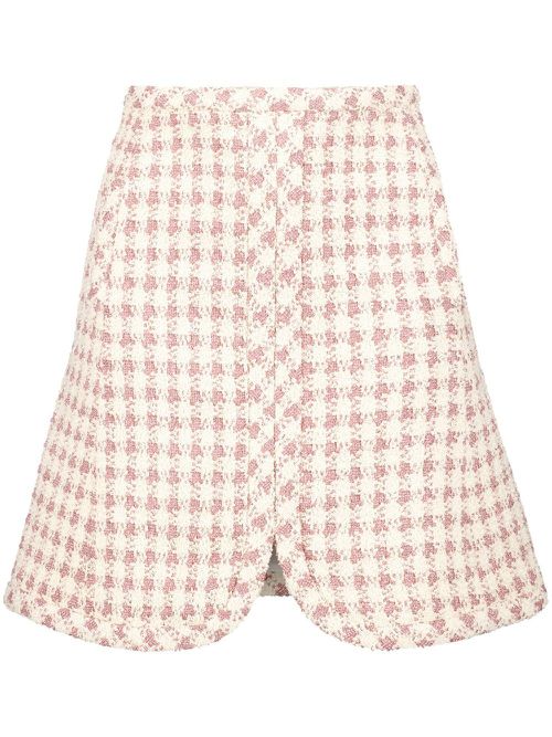 Check-print high-waist mini skirt - Pink