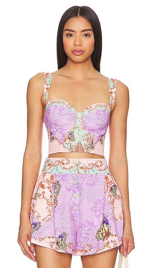 Agua Bendita TOP CROPPED LUPE en Purple.  XS. Also en