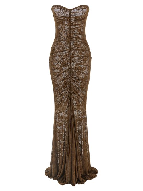 Semi-Transparent Lace Mermaid Dress — Brown