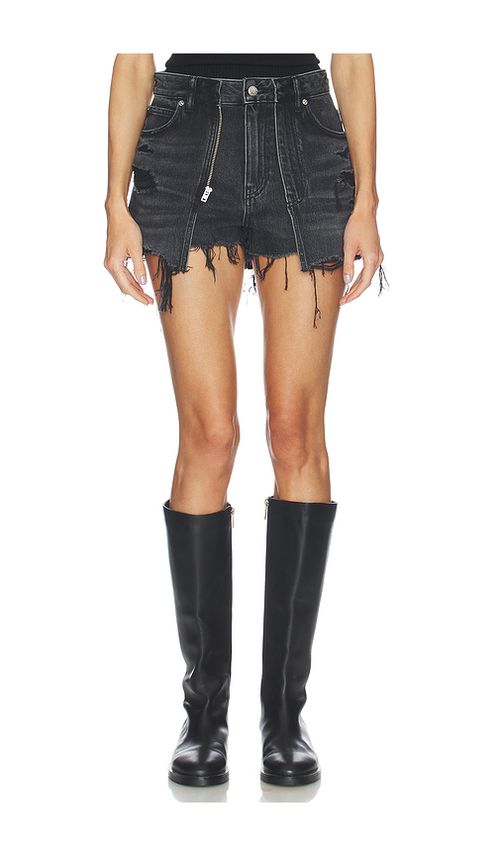 Alexander Wang Distressed Double Layer Skort in Grey Aged - Black. 25 also