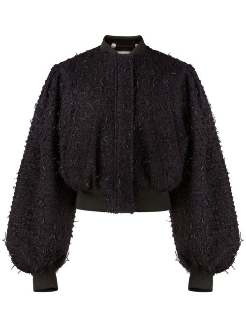 Cropped Bomber Jacket - Black
