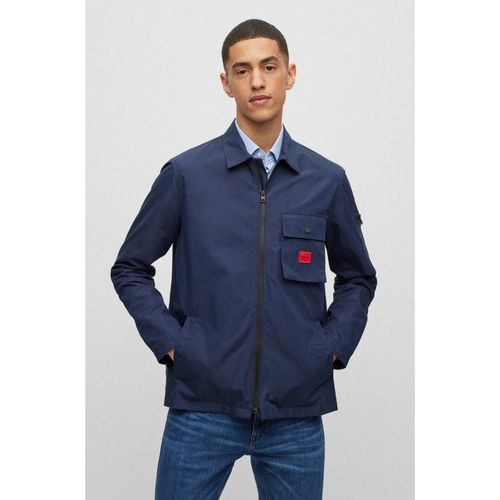Hugo Emmond Mens Zip Overshirt - Blue Cotton - X-Large