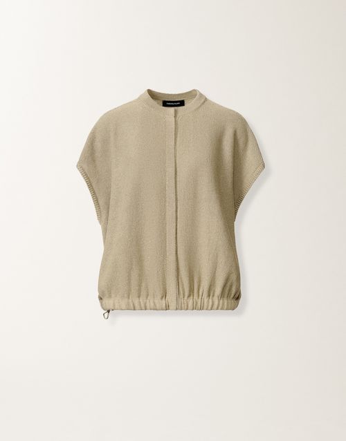 Cotton and linen sweater with sequins, khaki