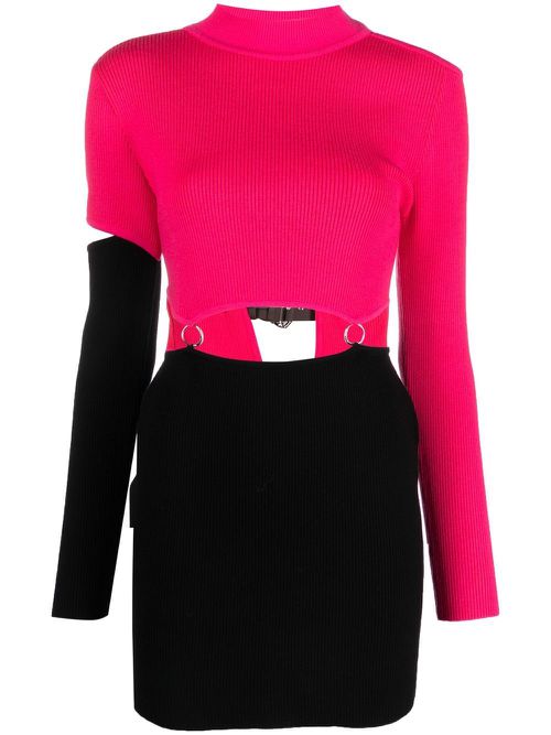 Cut-out two-tone dress - Pink