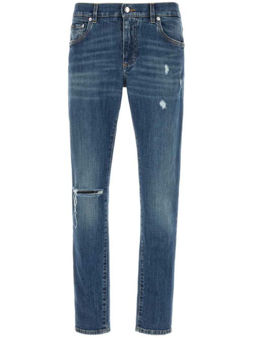 Logo-embroidered jeans - Blue