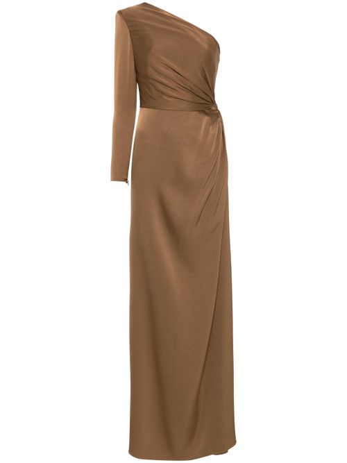 Twist-detail satin gown - Brown