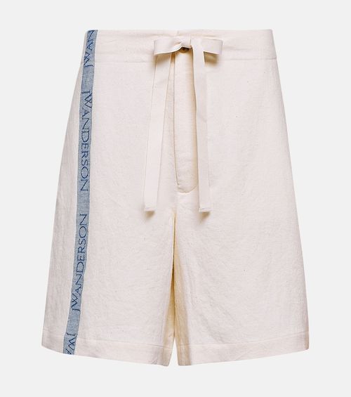 High-rise cotton and linen shorts