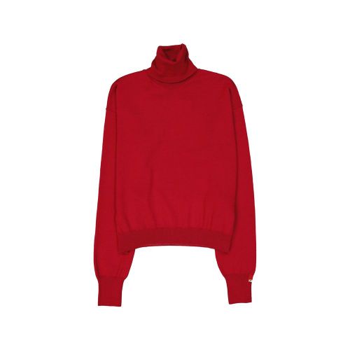 Virgin Wool Turtleneck Sweater — Red