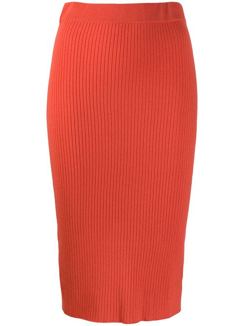Ribbed knitted skirt - Orange