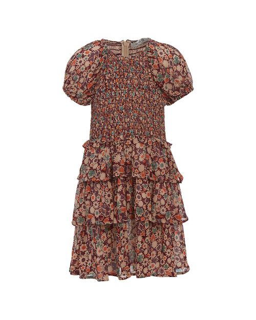 Fernande Print Puff Sleeve Tiered Dress