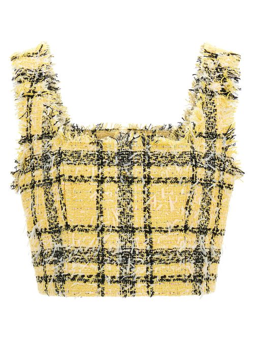 Tartan Tweed Top Tops Yellow