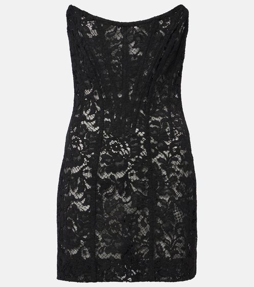 Floral cotton-blend lace minidress