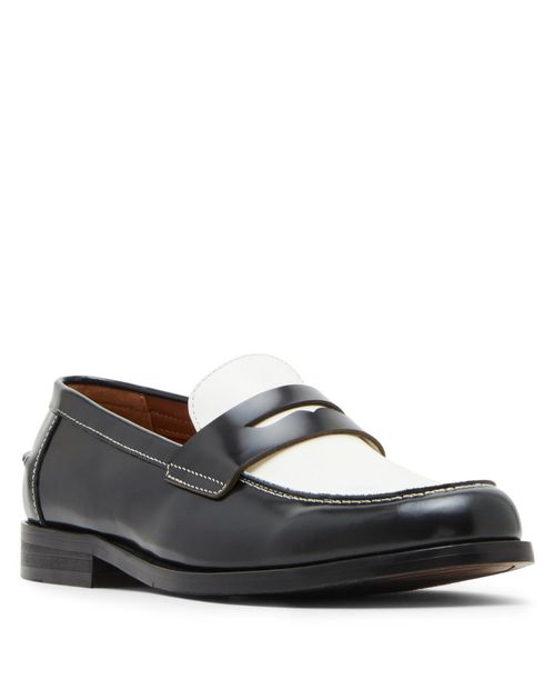 Men's Natan Penny Moc Toe Loafer - Black/White