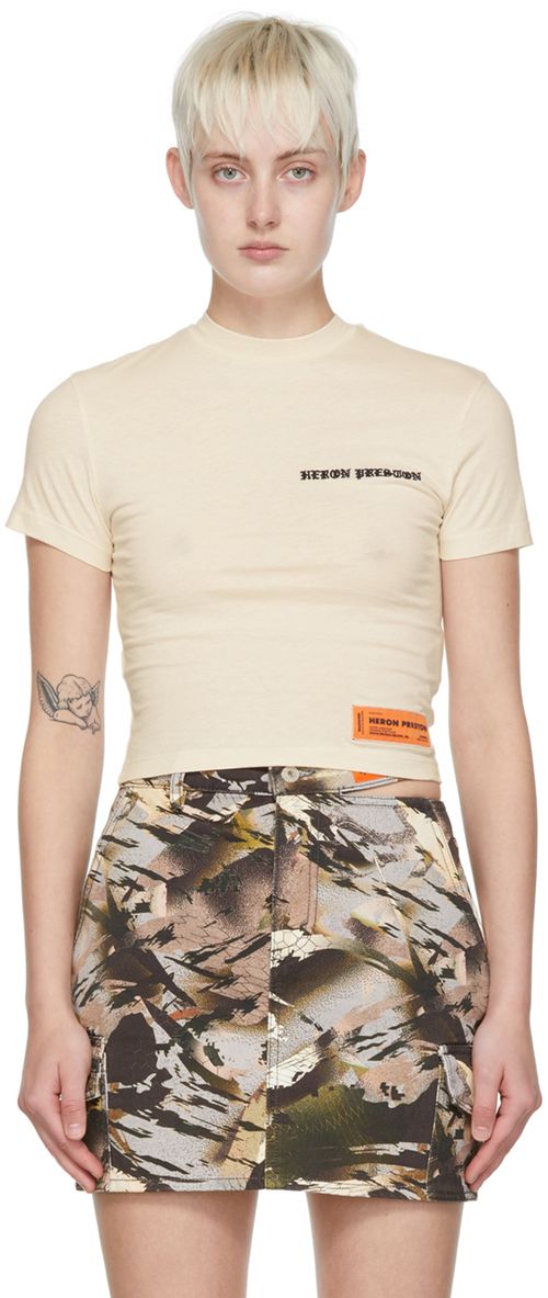 헤론 프레스톤 여성 오프 화이트 오가닉 코튼 티셔츠