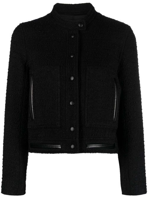 Alice press-stud tweed jacket - Black