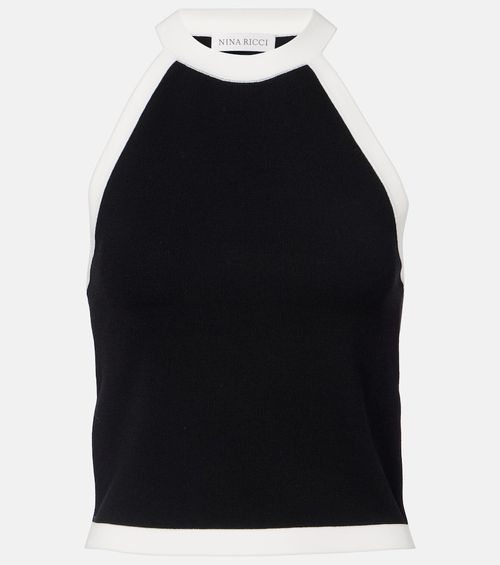 Ribbed-knit halterneck top
