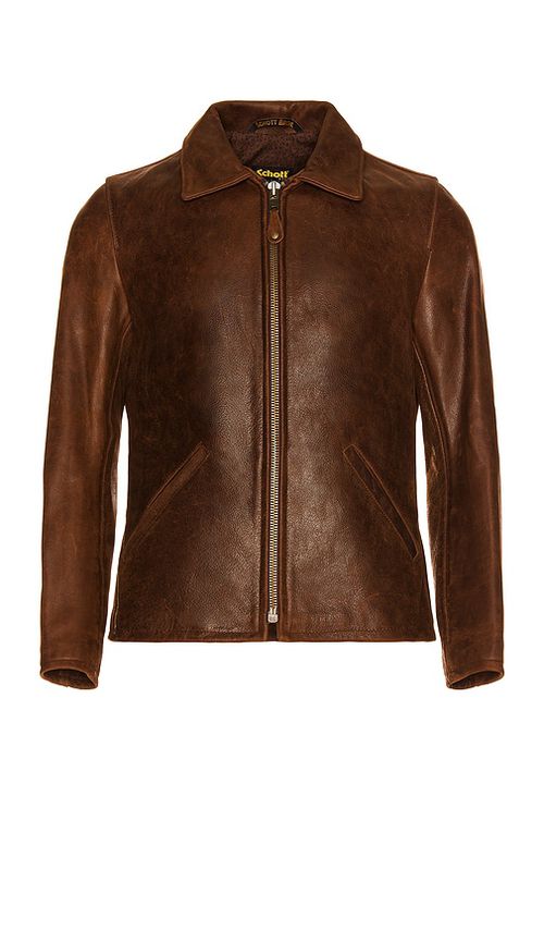 Schott Waxy Buffalo Leather Sunset Jacket in Brown