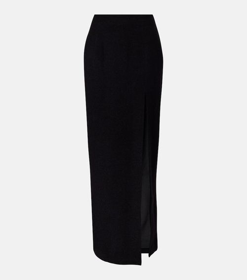 Wool-blend twill bouclé maxi skirt