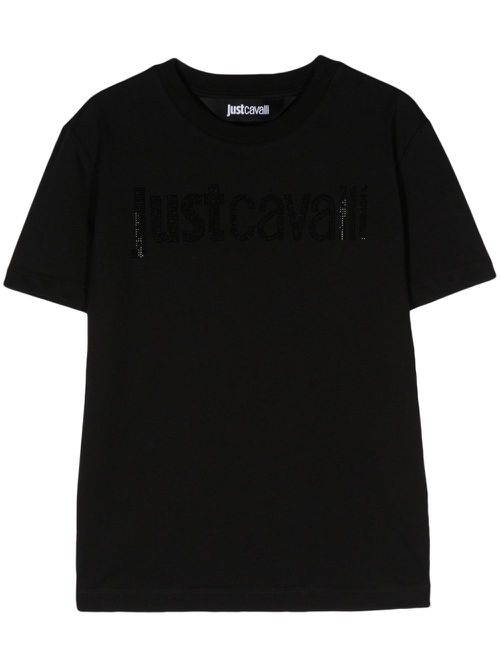 Rhinestone-embellished cotton T-shirt - Black