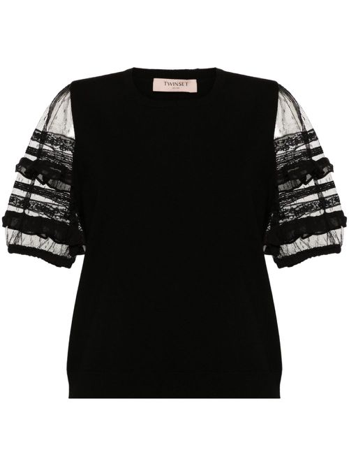 Logo-plaque knitted top - Black