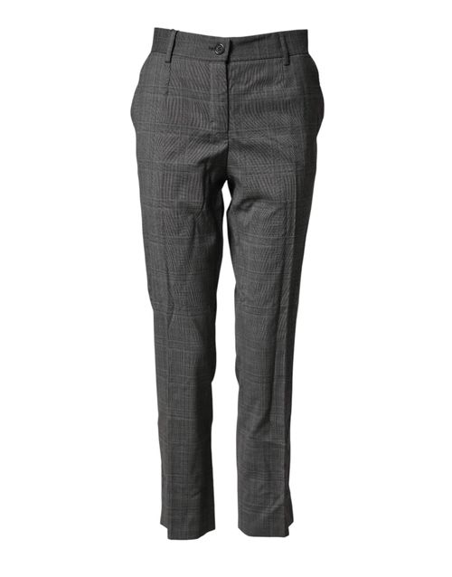 Check Tartan Virgin Wool Trousers — Gray