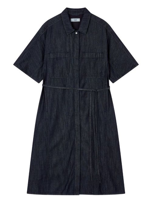 Denim belted shirt dress - Blue
