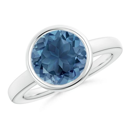 Angara 4.2 Carats Bezel-Set Round London Blue Topaz Solitaire Engagement Ring in Platinum
