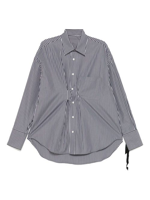 Marina yee striped draped cotton shirt - Black