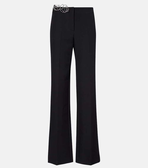 Embellished crêpe cady flared pants