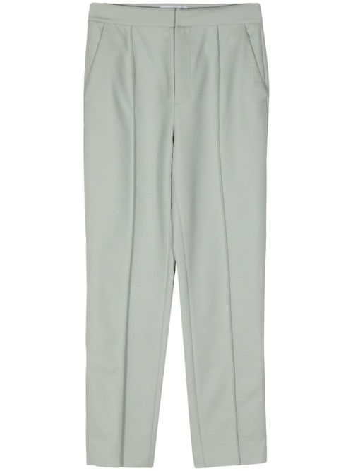 Pleat-detail tapered trousers - Green