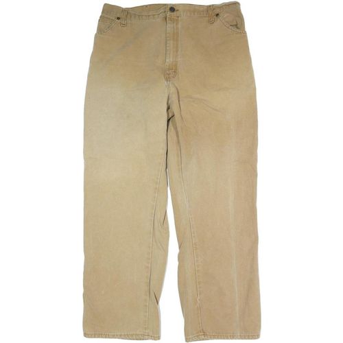 DICKIES Mens Regular Beige Cotton Blend Button Trousers W35 L30 Workwear Utility
