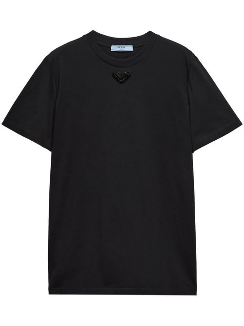 Black Embroidered-triangle Jersey T-shirt